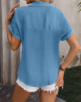 Slate Gray Button Up Short Sleeve Shirt Sentient Beauty Fashions Apparel & Accessories