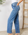 Light Gray Judy Blue Full Size High Waist Distressed Jeans Sentient Beauty Fashions Apparel & Accessories