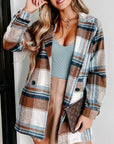 Gray Plaid Double-Breasted Long Sleeve Coat Sentient Beauty Fashions Apparel & Accessories