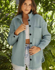 Dim Gray Button Down Collared Jacket Sentient Beauty Fashions Apparel & Accessories