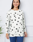 Lavender Star Print Round Neck Dropped Shoulder Sweatshirt