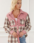 Light Gray Button Up Plaid Collared Neck Jacket Sentient Beauty Fashions Apparel & Accessories
