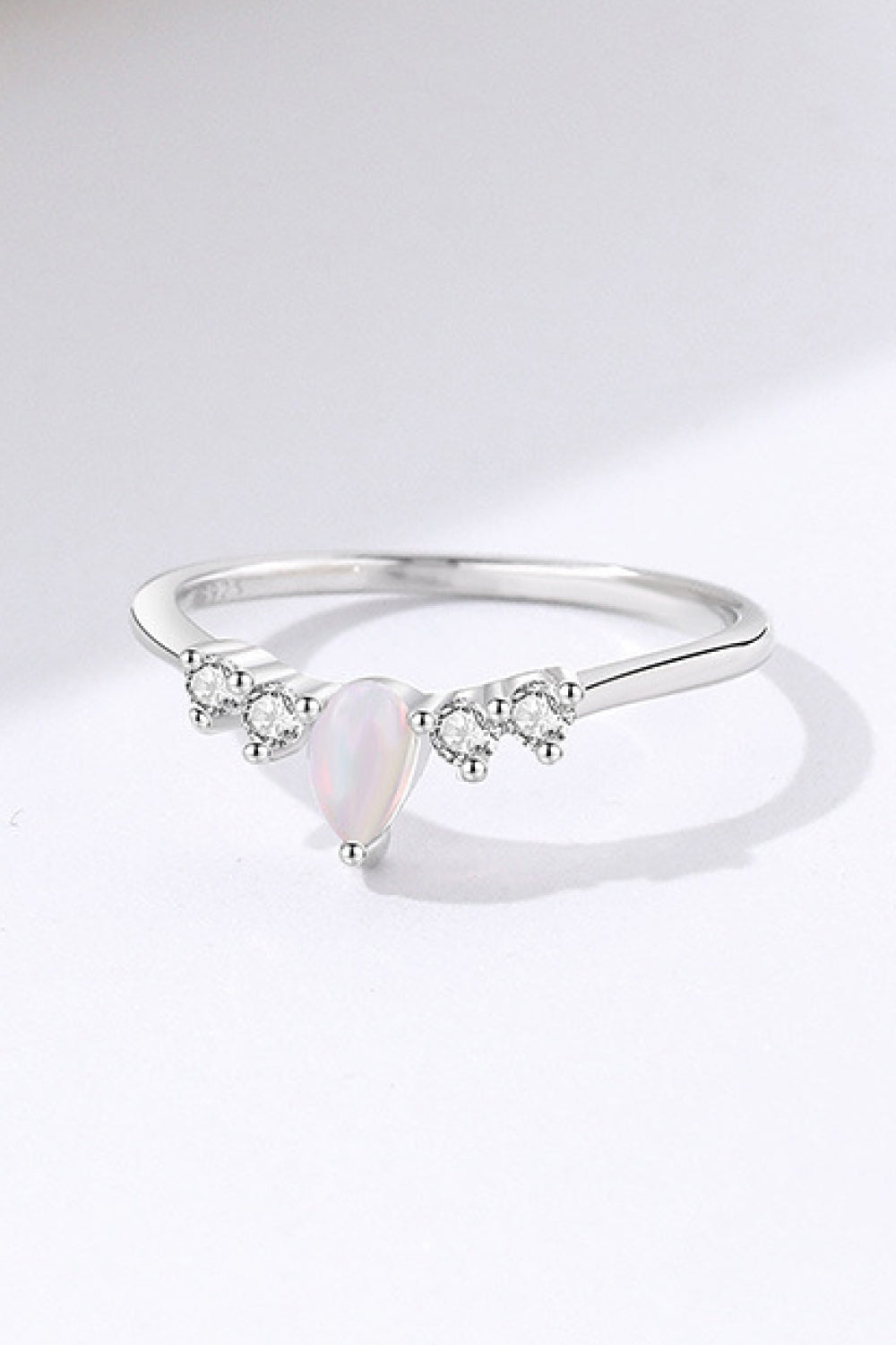 Lavender Pear Shape Opal Inlaid Zircon Ring Sentient Beauty Fashions Rings