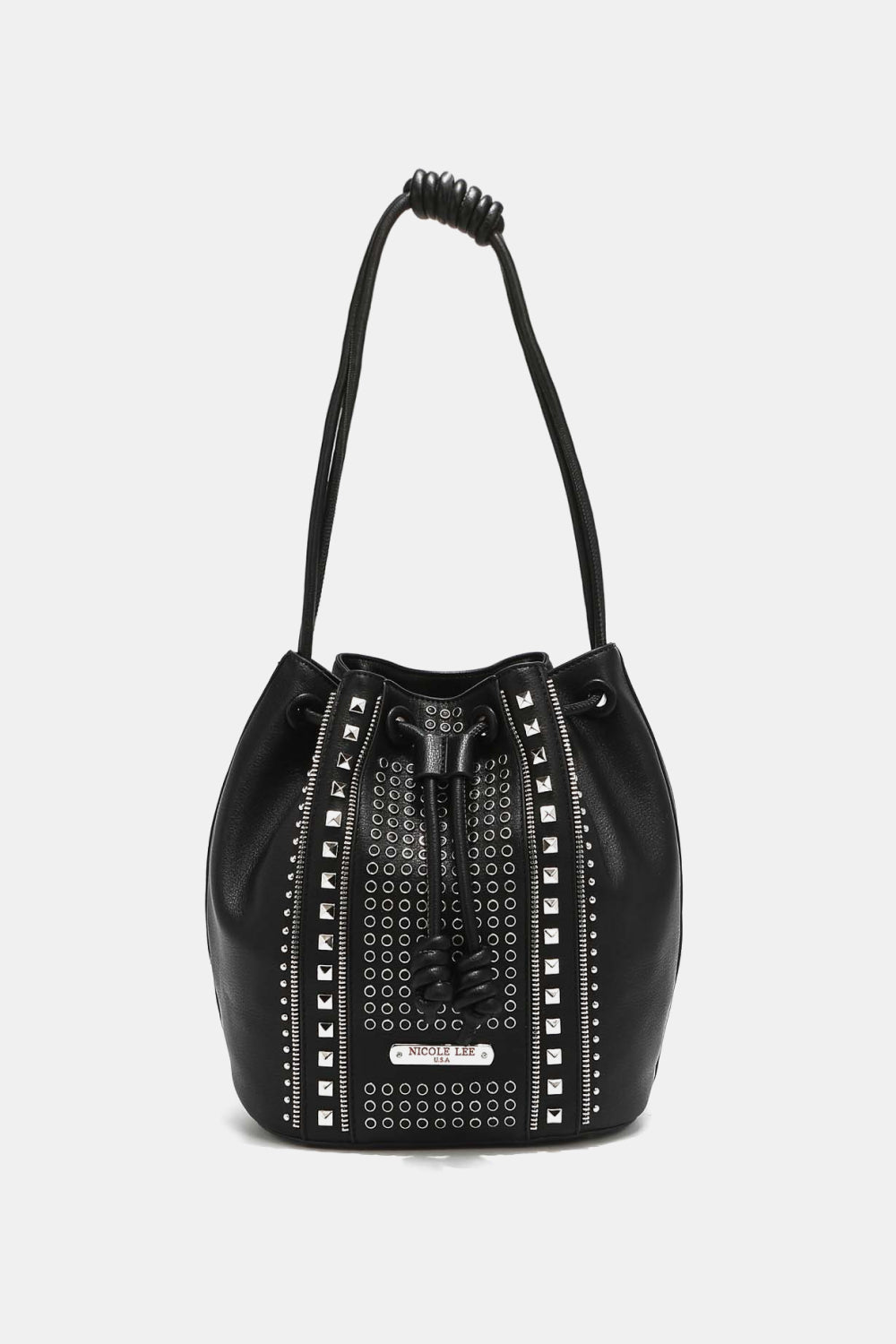 Dark Slate Gray Nicole Lee USA Amy Studded Bucket Bag Sentient Beauty Fashions *Accessories