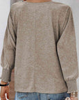 Rosy Brown Round Neck Smocked Long Sleeve Blouse Sentient Beauty Fashions Apparel & Accessories