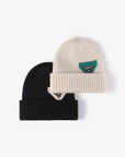 White Smoke HAPPY Contrast Beanie