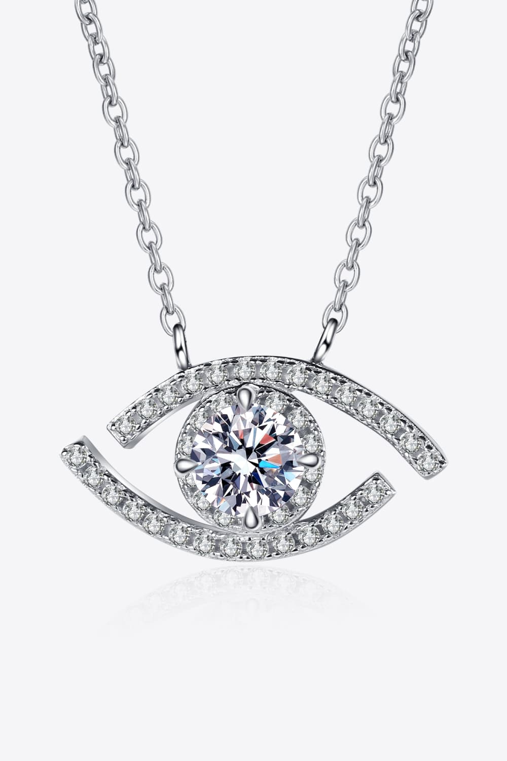 White Smoke Moissanite Evil Eye Pendant 925 Sterling Silver Necklace Sentient Beauty Fashions jewelry
