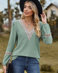 Dim Gray V-Neck Long Sleeve T-Shirt Sentient Beauty Fashions Apparel & Accessories