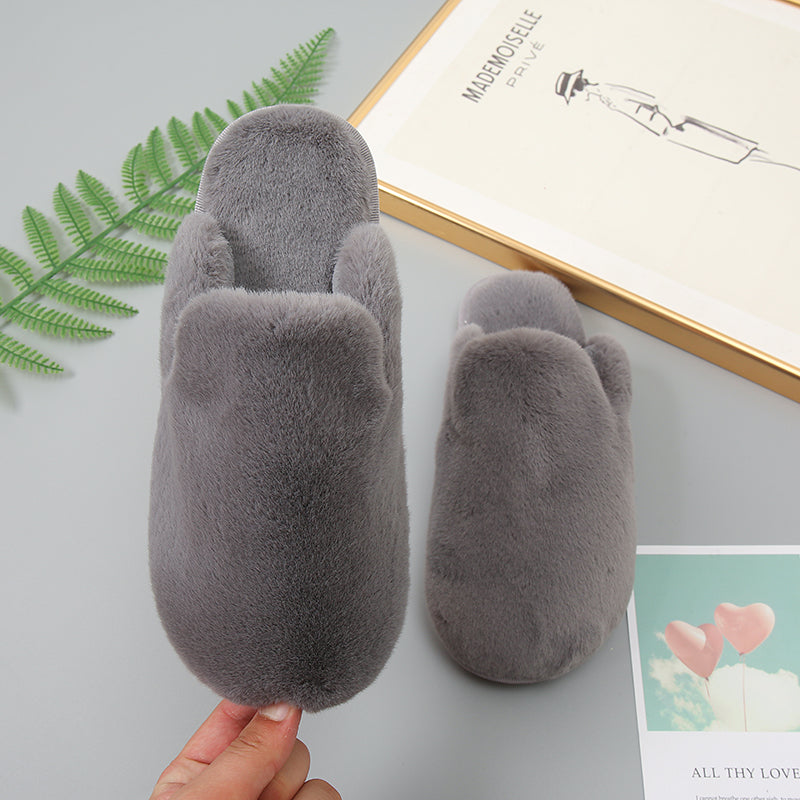 Gray Faux Fur Slippers Sentient Beauty Fashions slippers
