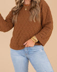 Gray Long Sleeve Round Neck Top Sentient Beauty Fashions Apparel & Accessories