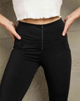 Light Gray Baeful Zip Detail Skinny Long Jeans Sentient Beauty Fashions Apparel & Accessories