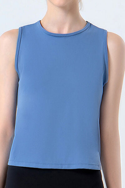 Steel Blue Round Neck Active Tank Sentient Beauty Fashions Apparel &amp; Accessories