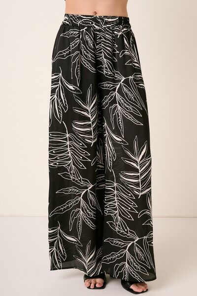 Light Gray Mittoshop Printed Wide Leg Pants Sentient Beauty Fashions Apparel & Accessories