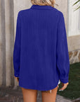 Dark Slate Blue Button Up Dropped Shoulder Shirt Sentient Beauty Fashions Apparel & Accessories