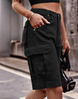 Dim Gray Denim Cargo Shorts with Pockets Sentient Beauty Fashions Apparel & Accessories