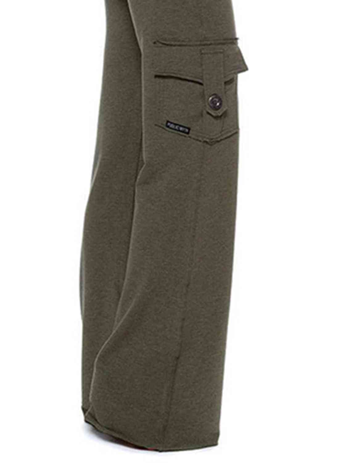 Dark Slate Gray Mid Waist Pants with Pockets