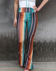 Dim Gray High Waist Striped Bootcut Pants Sentient Beauty Fashions Apparel & Accessories