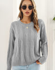 Light Gray Round Neck Long Sleeve Sweater