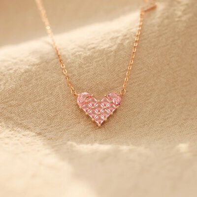 Tan Heart Shape Rose Gold-Plated Pendant Necklace Sentient Beauty Fashions necklaces
