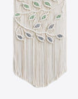 Antique White Contrast Leaf Fringe Macrame Wall Hanging Sentient Beauty Fashions Home Decor