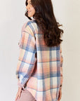 Light Gray J.NNA Plaid Colorblock Button Down Jacket Sentient Beauty Fashions Apparel & Accessories