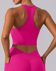 Maroon Square Neck Racerback Cropped Tank Sentient Beauty Fashions Apparel & Accessories