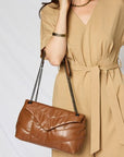 Tan SHOMICO PU Leather Chain Handbag Sentient Beauty Fashions Bag