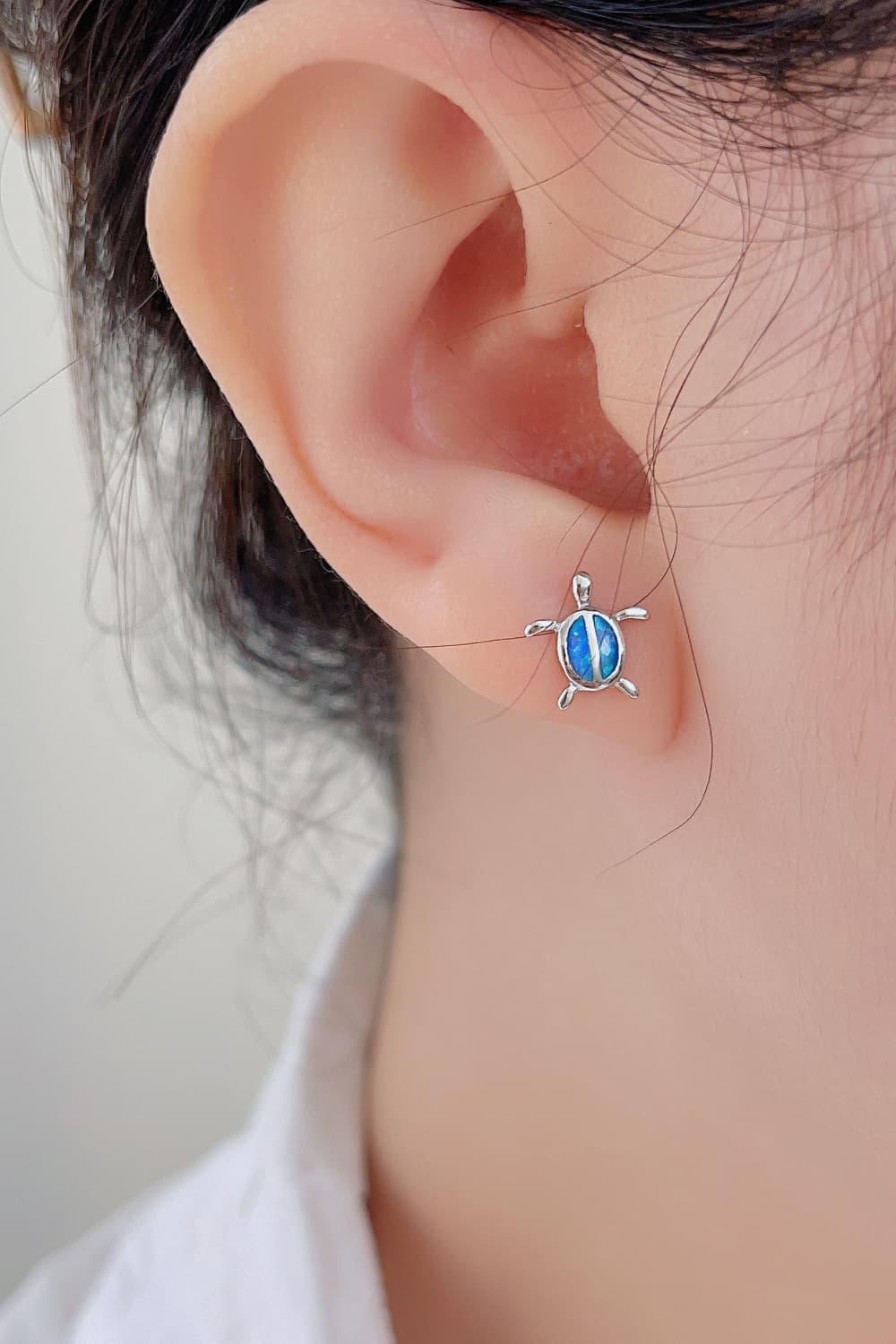 Rosy Brown Opal Turtle 925 Sterling Silver Stud Earrings Sentient Beauty Fashions earrings