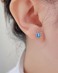 Rosy Brown Opal Turtle 925 Sterling Silver Stud Earrings Sentient Beauty Fashions earrings
