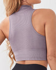 Rosy Brown Mock Neck Ribbed Sports Tank Sentient Beauty Fashions Apparel & Accessories
