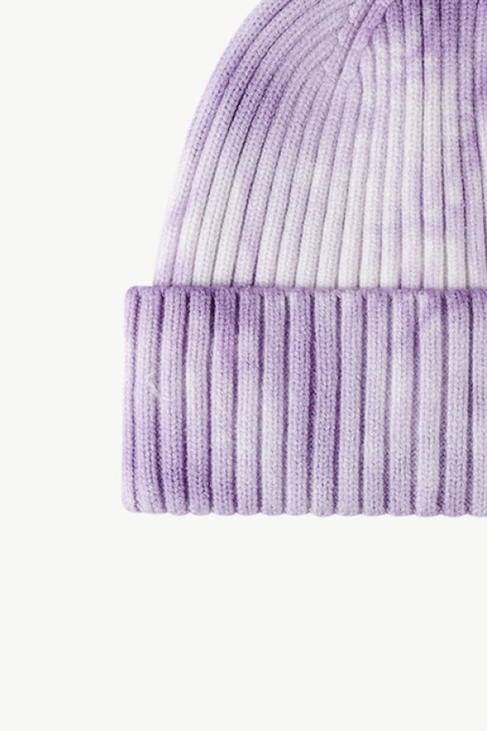 Lavender Tie-Dye Ribbed Cuffed Beanie