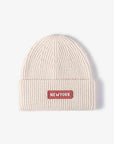 White Smoke NEWYORK Patch Rib-Knit Cuffed Beanie