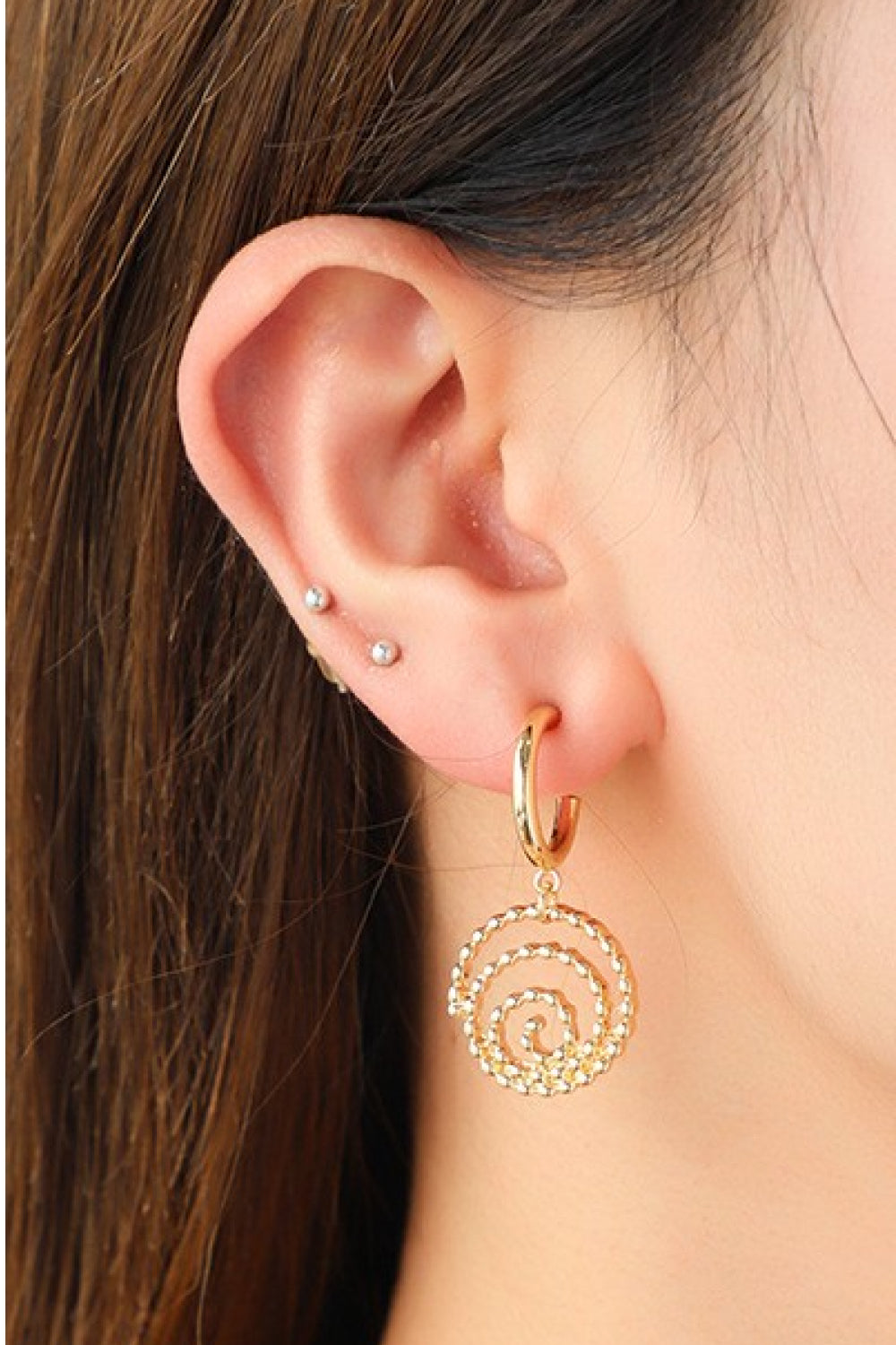 Black 18K Gold-Plated Alloy Spiral Earrings Sentient Beauty Fashions