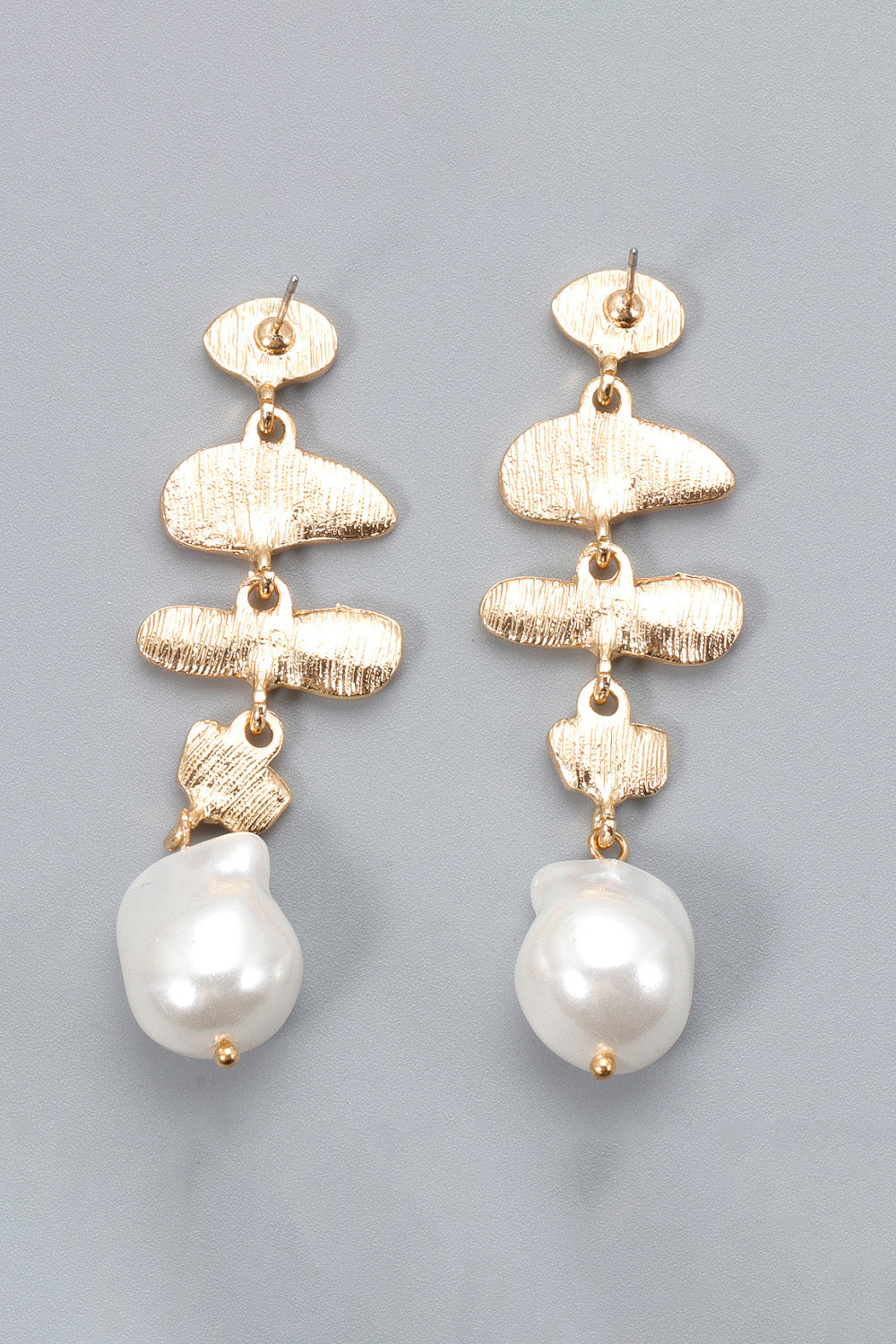 Gray Abnormal Shpae Zinc Alloy Synthetic Pearl Dangle Earrings Sentient Beauty Fashions jewelry