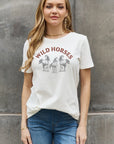 Slate Gray Simply Love WILD HORSES Graphic Cotton T-Shirt Sentient Beauty Fashions tees