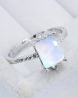 Light Gray 925 Sterling Silver Square Moonstone Ring Sentient Beauty Fashions jewelry