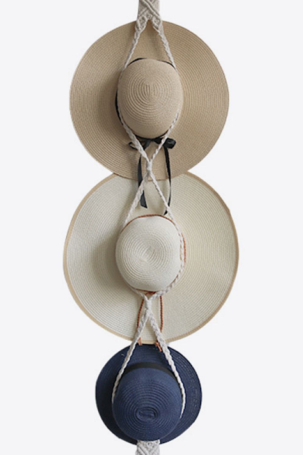 Beige Macrame Triple Hat Hanger Sentient Beauty Fashions Home Decor