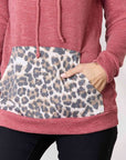 Rosy Brown BiBi Leopard Drawstring Long Sleeve Top Sentient Beauty Fashions Apparel & Accessories
