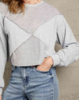 Gray Double Take Exposed Seam Round Neck Cropped Top Sentient Beauty Fashions Apparel & Accessories