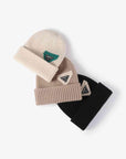 White Smoke HAPPY Contrast Beanie