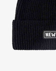 Black NEWYORK Patch Rib-Knit Cuffed Beanie