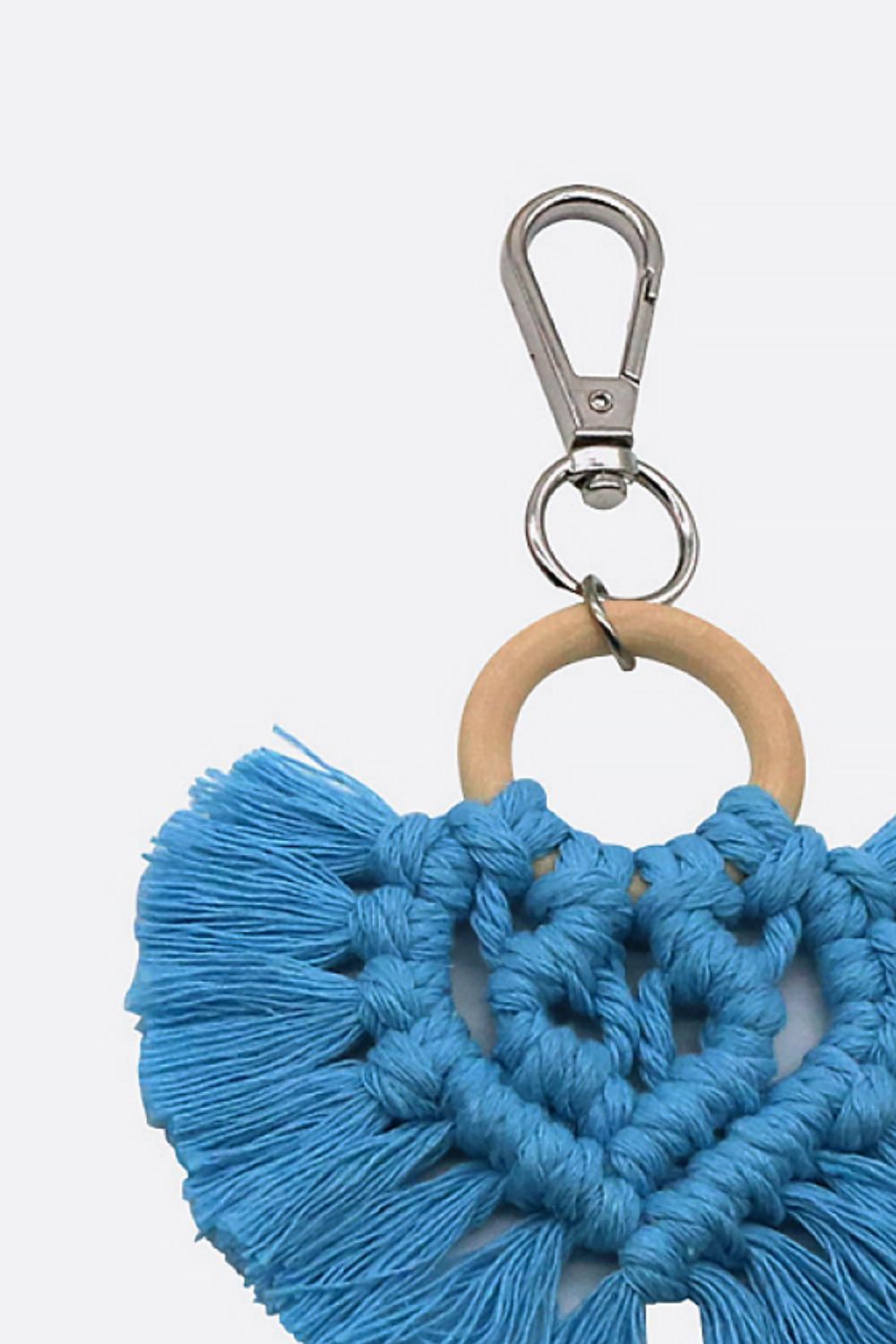Steel Blue Assorted 4-Pack Heart-Shaped Macrame Fringe Keychain Sentient Beauty Fashions Apparel &amp; Accessories