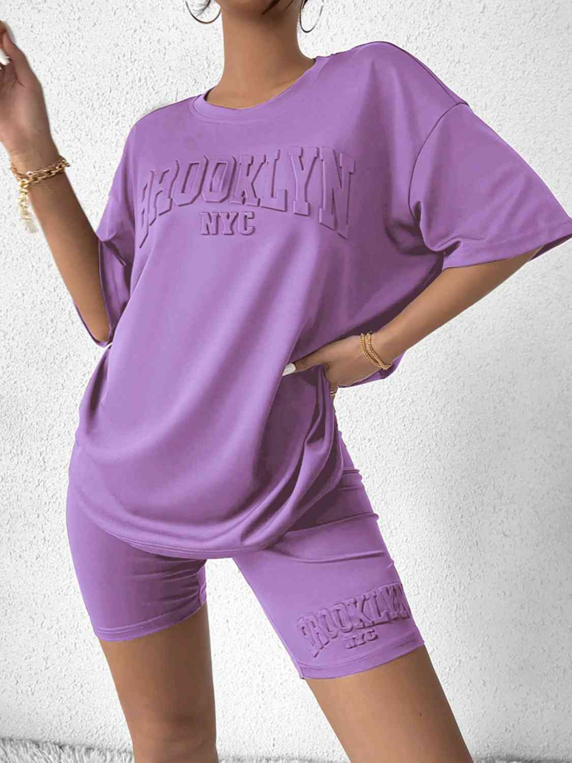 Thistle BROOKLYN NYC Graphic Top and Shorts Set Sentient Beauty Fashions Apparel &amp; Accessories