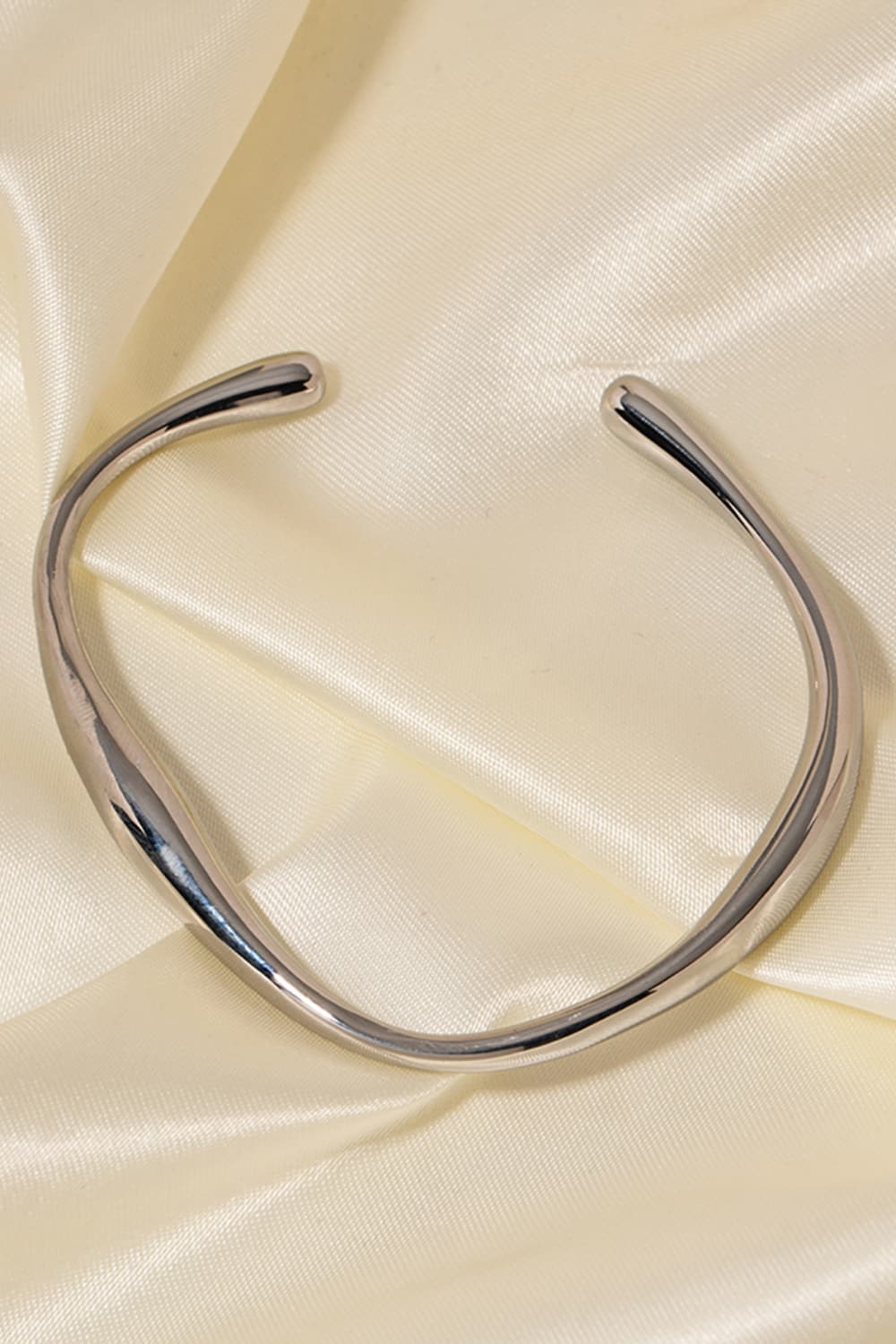 Gray Stainless Steel Open Bracelet