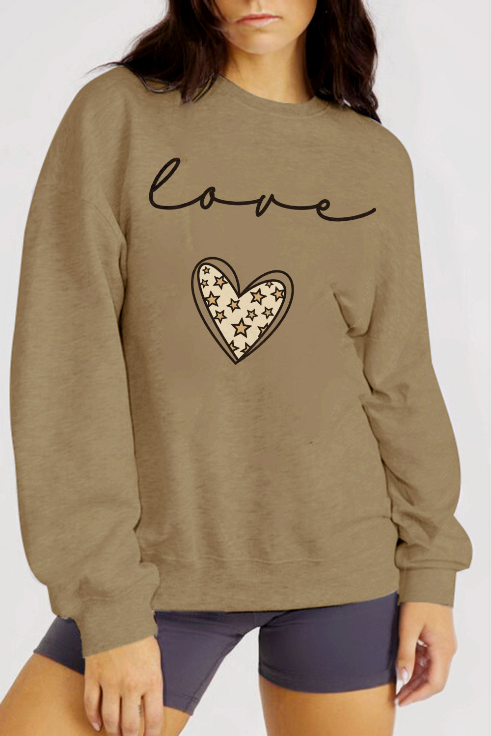 Dim Gray Simply Love Full Size LOVE Graphic Sweatshirt