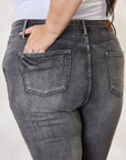 Dark Slate Gray Judy Blue Full Size High Waist Tummy Control Release Hem Skinny Jeans Sentient Beauty Fashions Apparel & Accessories