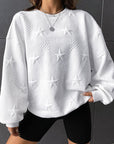 Light Gray Star Lantern Sleeve Dropped Shoulder Sweatshirt Sentient Beauty Fashions Apparel & Accessories