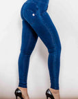 Midnight Blue Baeful High Waist Zip Up Skinny Long Jeans Sentient Beauty Fashions Apparel & Accessories