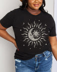 Dark Slate Gray Simply Love Full Size Sun, Moon, and Star Graphic Cotton Tee Sentient Beauty Fashions Apparel & Accessories