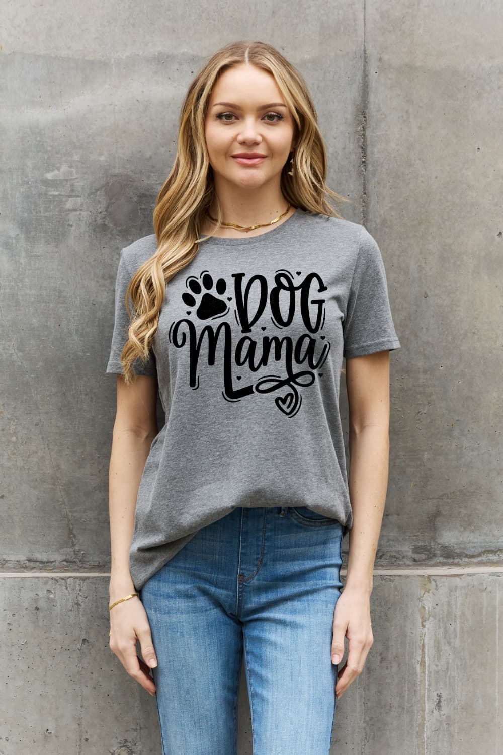 Light Slate Gray Simply Love Full Size DOG MAMA Graphic Cotton T-Shirt